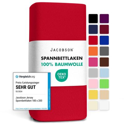 Jacobson Jersey Fitted Sheet Cotton (140x200-160x200 cm, Red)